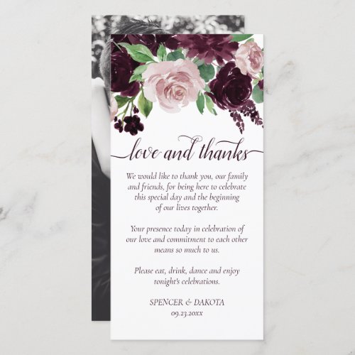 Moody Passion  Dramatic Purple Wine Roses Photo Thank You Card