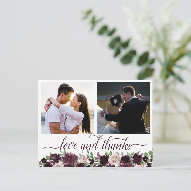 Moody Passions | Dramatic Purple 2 Photo Thank You Postcard (Standing Front)