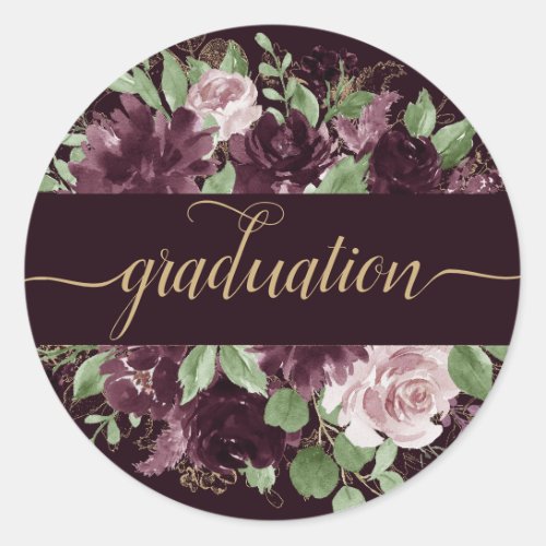Moody Passions  Dramatic Purple Graduation Classic Round Sticker