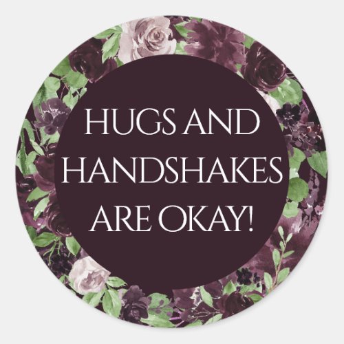 Moody Passions  Dramatic Purple Hug and Handshake Classic Round Sticker