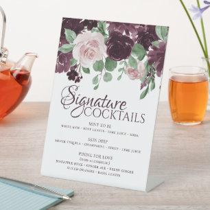 Moody Passions   Dramatic Purple Signature Drinks Pedestal Sign