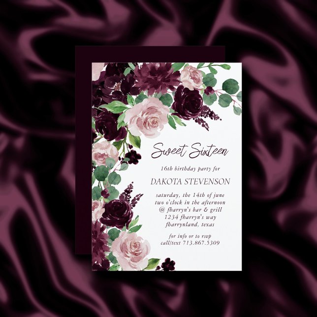 Moody Passions | Dramatic Purple Wine Birthday Invitation (Creator Uploaded)