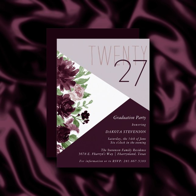 Moody Passions | Dramatic Purple Wine Colorblock Invitation (Creator Uploaded)
