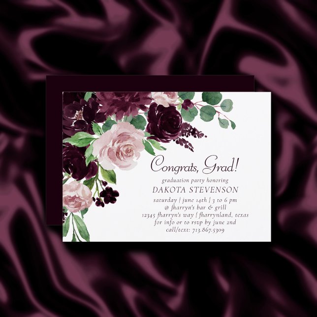 Moody Passions | Dramatic Purple Wine Graduation Invitation (Creator Uploaded)
