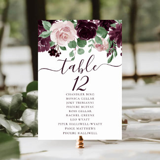 Moody Passions | Dramatic Purple Wine Guest Names Table Number
