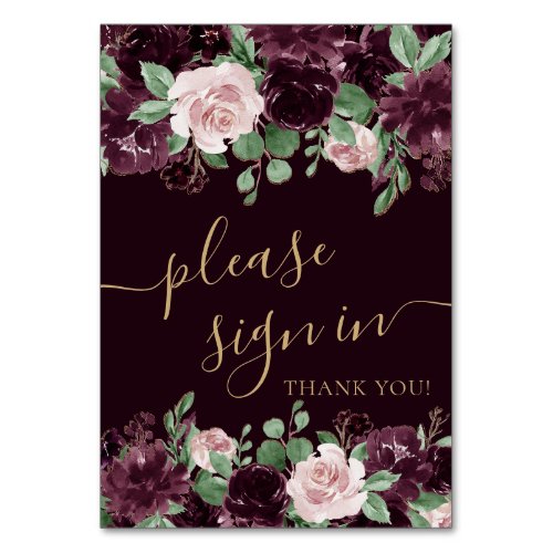 Moody Passions  Dramatic Purple Wine Guestbook Table Number