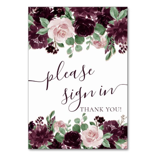 Moody Passions  Dramatic Purple Wine Guestbook Table Number