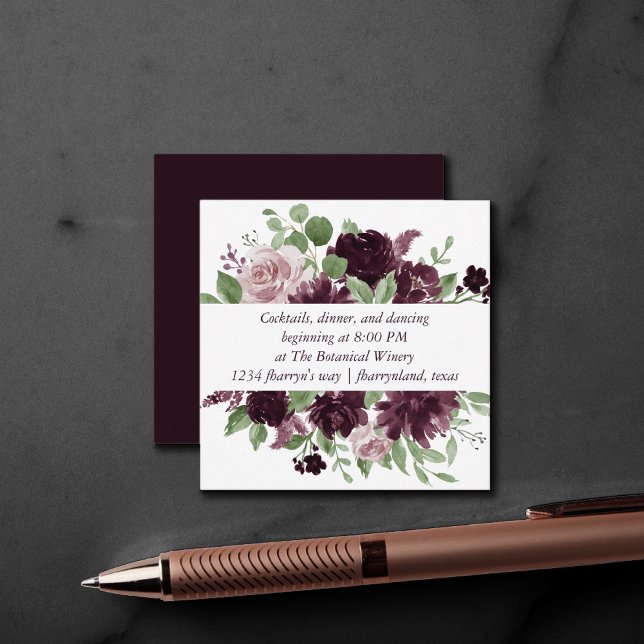 Moody Passions | Dramatic Purple Wine Reception Enclosure Card (Creator Uploaded)
