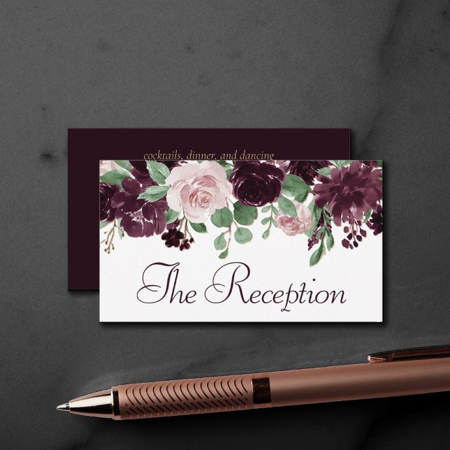 Moody Passions | Dramatic Purple Wine Reception Enclosure Card (Creator Uploaded)