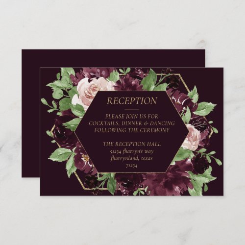 Moody Passions  Dramatic Purple Wine Reception Enclosure Card