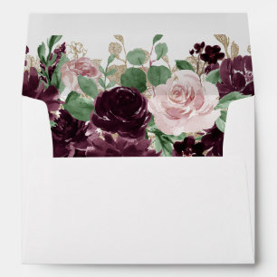 Moody Passions Dramatic Purple Wine Rose Address Envelope