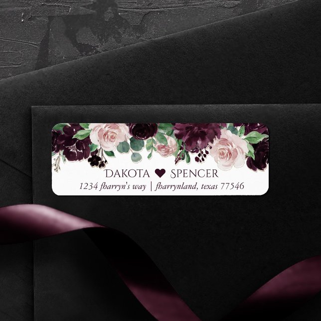 Moody Passions | Dramatic Purple Wine Rose Address Label (Creator Uploaded)