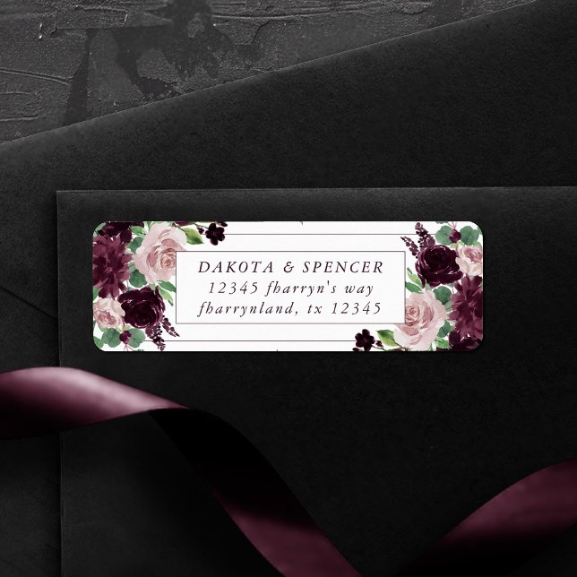 Moody Passions | Dramatic Purple Wine Rose Address Label (Creator Uploaded)