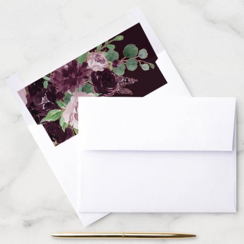 Moody Passions  Dramatic Purple Wine Rose Bouquet Envelope Liner