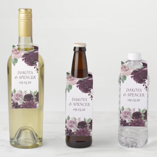 Moody Passions  Dramatic Purple Wine Rose Custom Bottle Hanger Tag