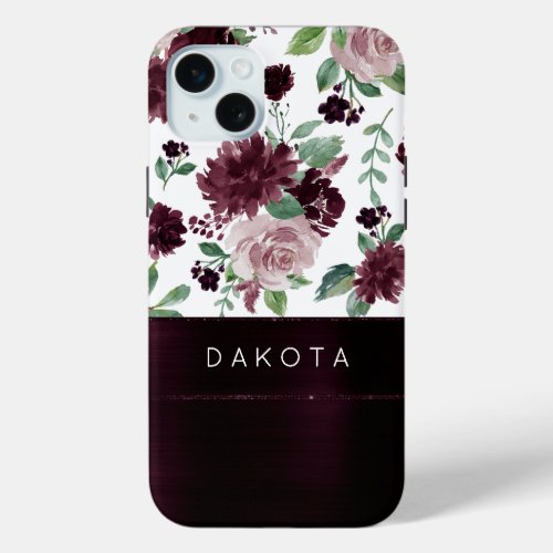Moody Passions  Dramatic Purple Wine Rose Custom iPhone 15 Plus Case