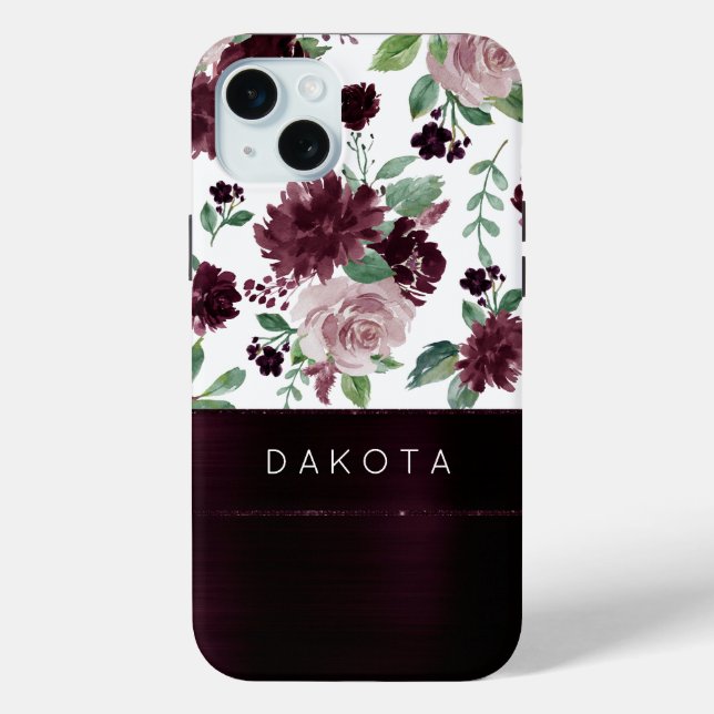 Moody Passions | Dramatic Purple Wine Rose Custom Case-Mate iPhone Case (Back)