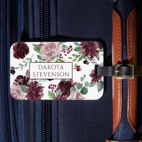 Moody Passions  Dramatic Purple Wine Rose Custom Luggage Tag