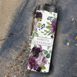 Moody Passions Dramatic Purple Wine Rose Custom Thermal Tumbler