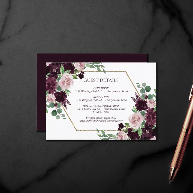 Moody Passions | Dramatic Purple Wine Rose Details Enclosure Card (Creator Uploaded)