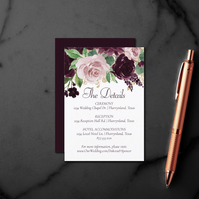 Moody Passions | Dramatic Purple Wine Rose Details Enclosure Card (Creator Uploaded)