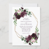 Moody Passions | Dramatic Purple Wine Rose Frame Invitation (Front)