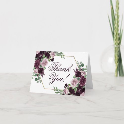 Moody Passions  Dramatic Purple Wine Rose Frame Thank You Card