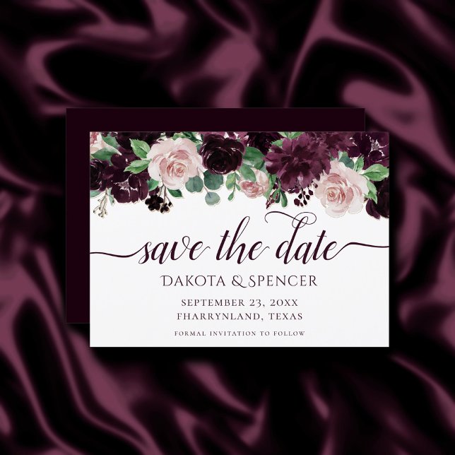 Moody Passions | Dramatic Purple Wine Rose Garland Save The Date (Creator Uploaded)