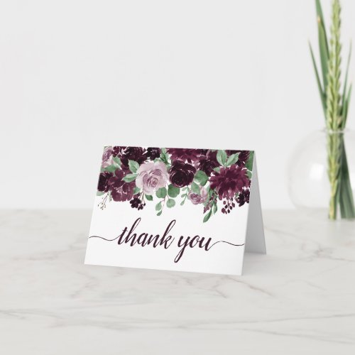 Moody Passions  Dramatic Purple Wine Rose Garland Thank You Card
