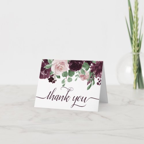 Moody Passions  Dramatic Purple Wine Rose Garland Thank You Card