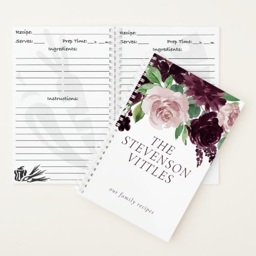 Moody Passions  Dramatic Purple Wine Rose Recipe Notebook