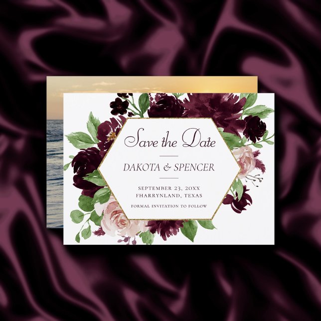 Moody Passions | Dramatic Purple Wine Rose Wreath Save The Date (Creator Uploaded)