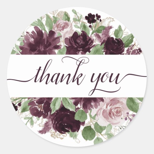Moody Passions  Dramatic Purple Wine Thank You Classic Round Sticker