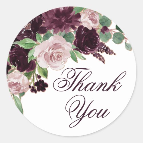 Moody Passions  Dramatic Purple Wine Thank You Classic Round Sticker