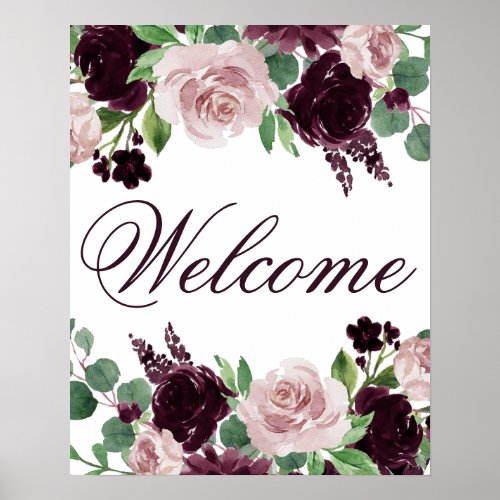 Moody Passions  Dramatic Wine Rose Event Welcome Poster