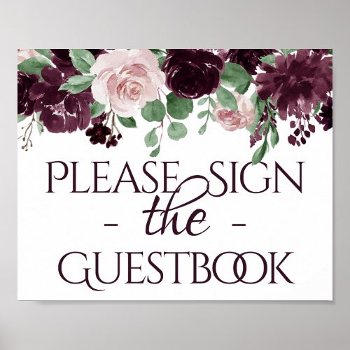 Moody Passions  Dramatic Wine Rose Guest Sign_In Poster