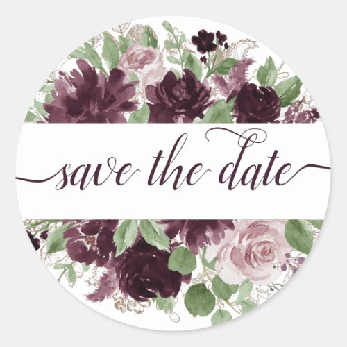Moody Passions  Dramatic Wine Save the Date Classic Round Sticker