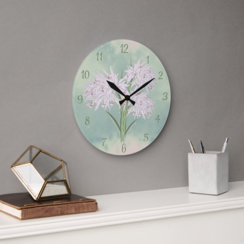 Moody Pastel Watercolor Orchids Wall Clock