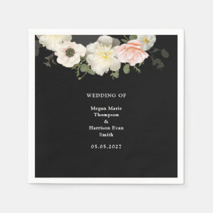  Moody Peonies and Anemones blooming Wedding  Napkins