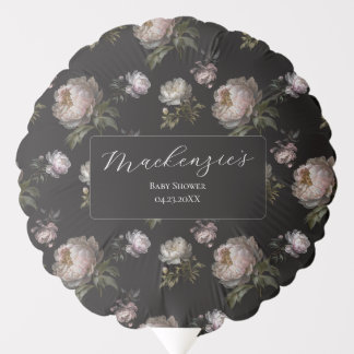 Moody Peony Flowers Baby Shower  Balloon