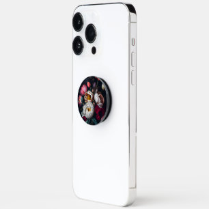 Moody Peony Painterly Floral Design PopSocket