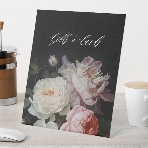 Moody Peony Rose Floral Gifts and Cards Pedestal Sign