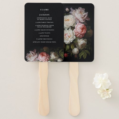 Moody Peony Rose Floral Hand Fan