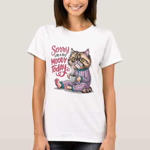 Moody Persian Purrfection Cat in Pajamas  T_Shirt