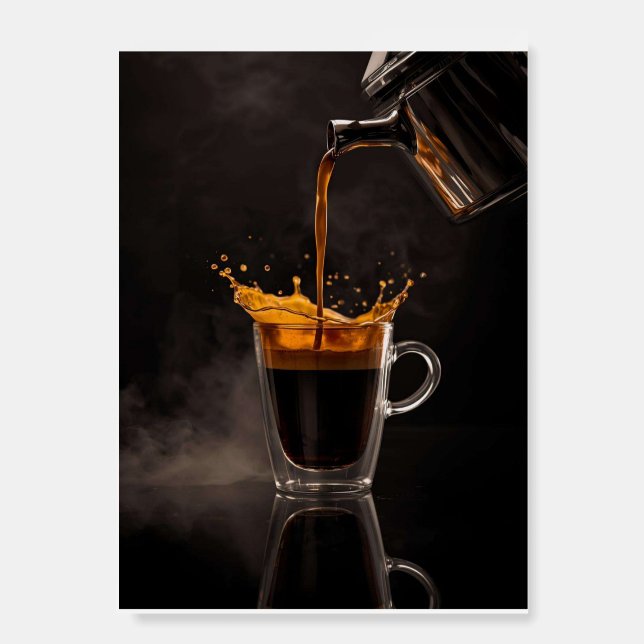 moody photography shot of an espresso shot foam board (Front)