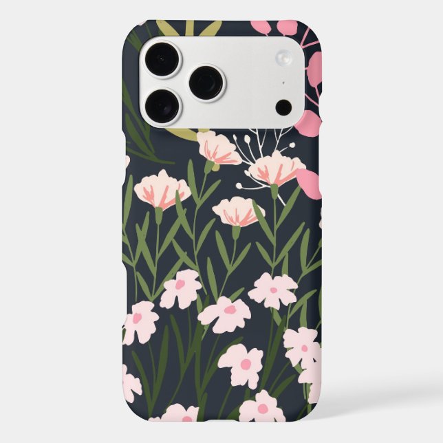 Moody Pink Wildflower Botanical Pattern | Iphone Case (Back)
