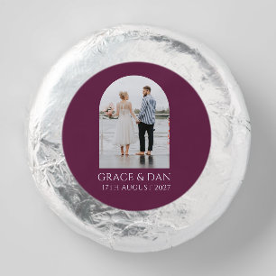 Moody Plum Modern Arch Photo Minimalist Wedding Dipped Oreo Cookie Favors