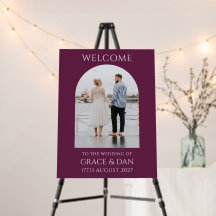 Moody Plum Modern Arch Photo Minimalist Wedding