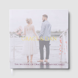 Moody Plum Modern Photo Minimalist Wedding Foil Guest Book