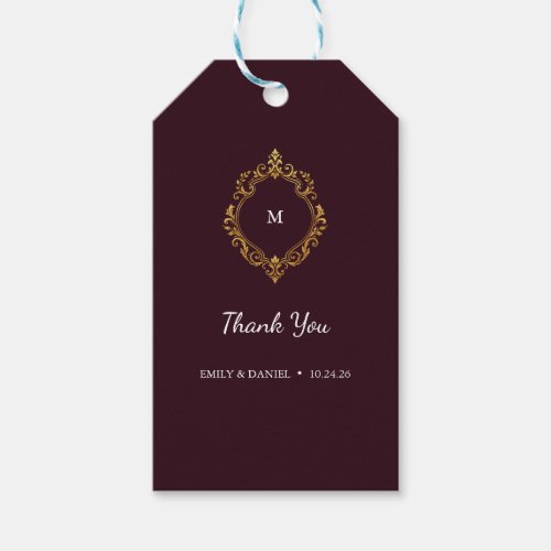 Moody Plum Noir Elegant Floral Wedding Favor Gift  Tags